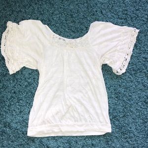 White top with lace accents